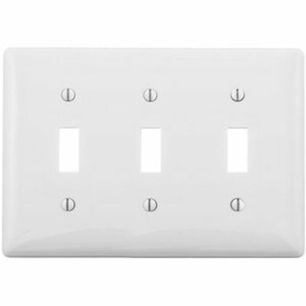 Hubbell Wiring Systems Wallplate, 3-G, 3 Togg, Wh NP3W